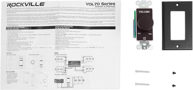 Alt view image 6 of 7 - Rockville VOL70100 100 Watt 70v Black Wall Volume Control Zone Controller Box