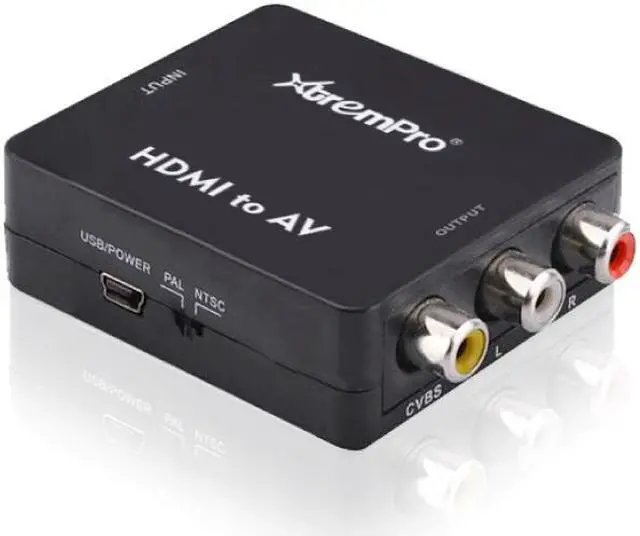 Alt view image 4 of 7 - XtremPro HDMI to AV Converter, HDMI to RCA, 3RCA 1080p AV CVBS Composite Video Audio Converter Adapter Supt PAL, NTSC, USB Charge Cable for HD Camara, PC, Laptop, HD DVD, Projector etc - Black (61085)