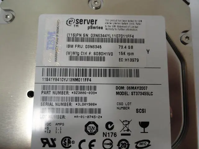 Alt view image 3 of 3 - IBM/Seagate 73Gb 15krpm 3.5" SCSI 80Pin HDD ( 41Y8410 03N6345 9Z3006-039 ST373455LC   IBM Seagate )