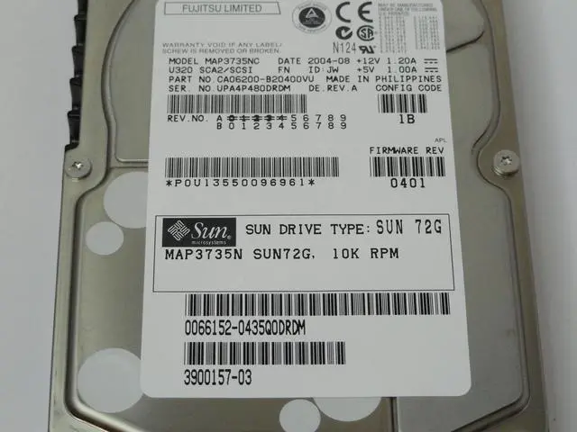 Alt view image 3 of 4 - Fujitsu Sun 73GB SCSI 80 Pin 10Krpm 3.5in HDD ( CA06200-B20400VU MAP3735NC 390-0157 390-0157-03 390015703 MAP3735NSUN72G Fujitsu Sun Sun)