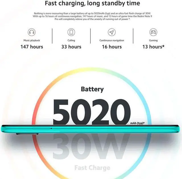 Alt view image 4 of 4 - Xiaomi Redmi Note 9 Pro 128GB + 6GB RAM, 6.67" FHD+ DotDisplay, 64MP AI Quad Camera, Qualcomm Snapdragon 720G LTE Factory Unlocked Smartphone, International Version - No Warranty
