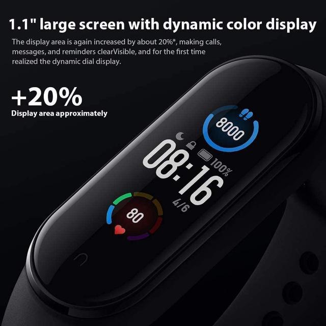  Xiaomi Mi Band 5 Smart Wristband 1.1 inch Color Screen Miband  with Magnetic Charging 11 Sports Modes Remote Camera Bluetooth 5.0 Global  Version - Black : Electronics