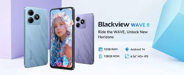 Alt view image 3 of 3 - Blackview Blackview WAVE 8 Smartphone 4GB+128GB Global Version 6.56-Inch 720*1612 Resolution Display Unisoc T606 CPU 5000mAh Battery 10W Charge 13M Rear Camera 8MP Front Camera