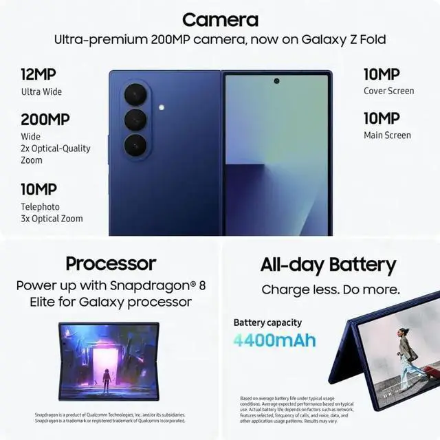 Alt view image 2 of 6 - Samsung Galaxy Z Fold7 SM-F966B/DS, 512GB JetBlack, International Version, Foldable Display, Dual SIM, High Storage Capacity Blue Shadow