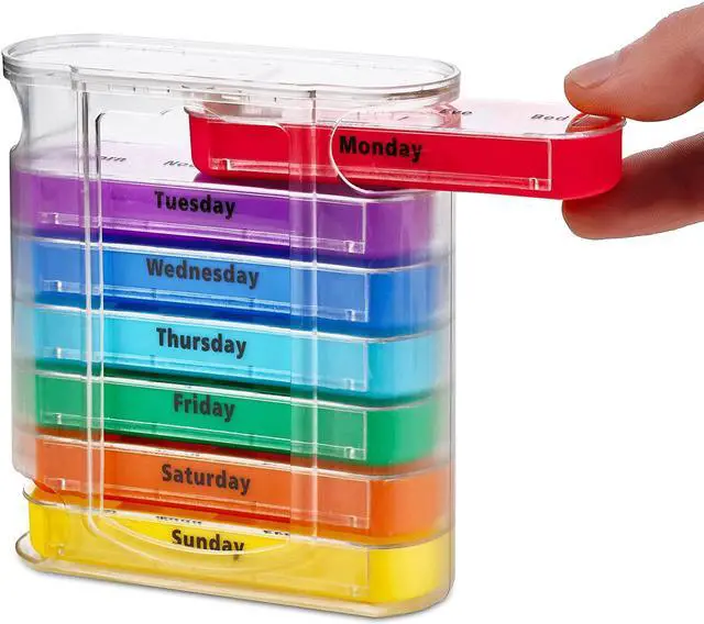 Alt view image 8 of 8 - MEDca Weekly Pill Organizer, Four Times-a-Day, 1 Dispenser with Stackable AM/PM Compartments