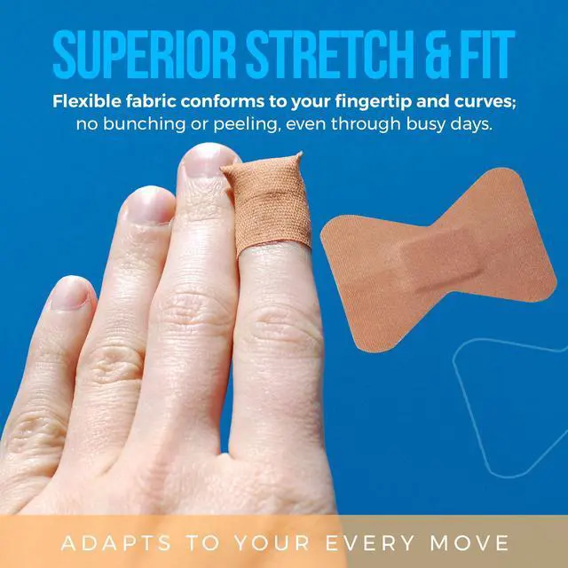 Alt view image 3 of 7 - Flexible Fabric Finger Bandages - 100 Count Box of Flex Fabric Adhesive Bandages Cuts, Scrapes, Care and to Protect Wounds