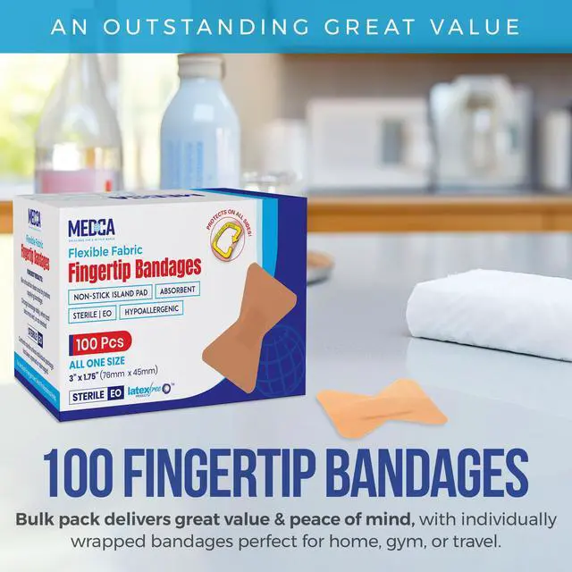 Alt view image 7 of 7 - Flexible Fabric Finger Bandages - 100 Count Box of Flex Fabric Adhesive Bandages Cuts, Scrapes, Care and to Protect Wounds