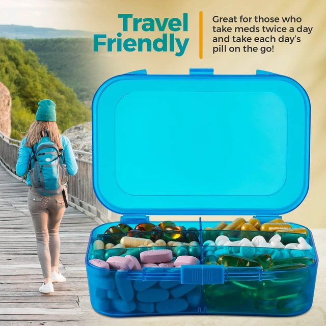 Alt view image 4 of 7 - Vitamin Organizer - Travel Pill Organizer Box & 6 Compartment Daily Medicine Case Container for Organizing Your Pills, Medications, Supplements, Vitamins and Fish Oils for Every Day Use by MEDca
