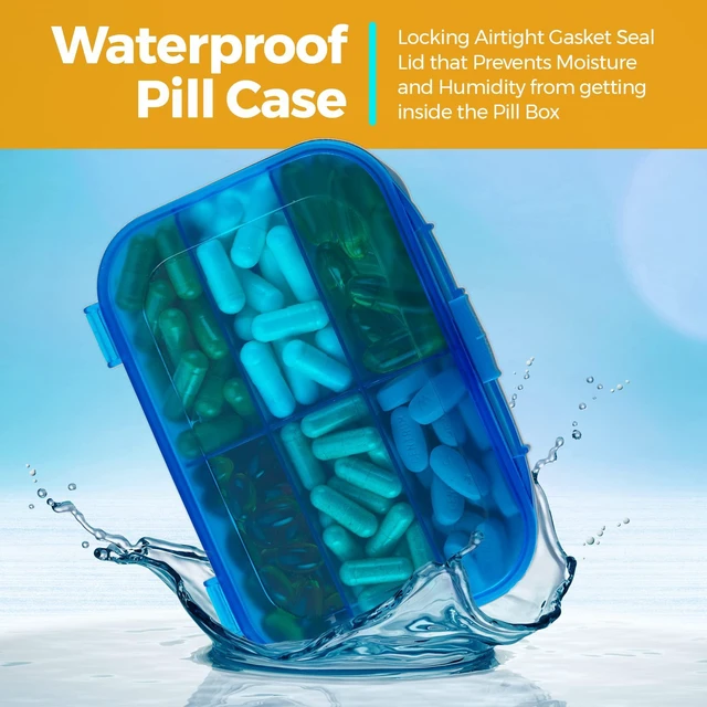 Alt view image 6 of 7 - Vitamin Organizer - Travel Pill Organizer Box & 6 Compartment Daily Medicine Case Container for Organizing Your Pills, Medications, Supplements, Vitamins and Fish Oils for Every Day Use by MEDca