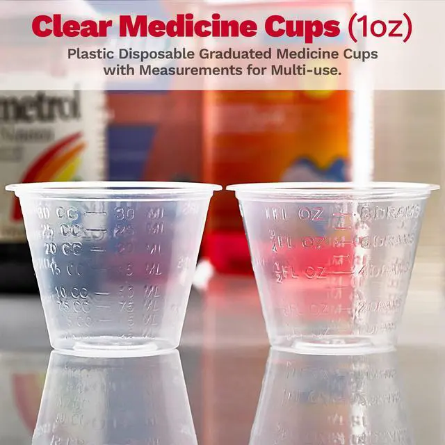 Alt view image 2 of 6 - Clear Medicine Cups (1oz) - Pack of 500 - Plastic Disposable Graduated Medicine Cups with Measurements for Medication Arts & Crafts Mouthwash and More