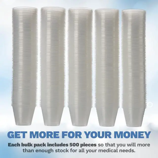 Alt view image 5 of 6 - Clear Medicine Cups (1oz) - Pack of 500 - Plastic Disposable Graduated Medicine Cups with Measurements for Medication Arts & Crafts Mouthwash and More