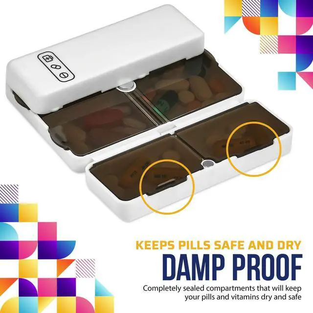 Alt view image 7 of 7 - Magnetic Foldable Pill Box Case - (2 Pack) 7 Day Weekly Medicine Organizer - Portable Compact Lightweight Pill Container w/ 7 Compartments, Dustproof, Air-Tight, BPA-Free f Vitamins and Supplements
