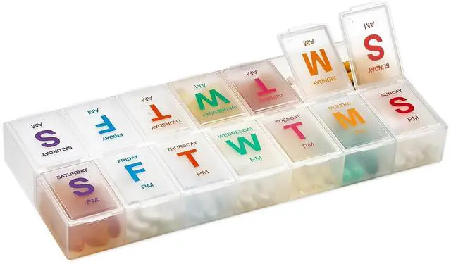 Main image of Extra Large Pill Organizer - Pill Box 7 Day Weekly Pill Organizer 2 Times a Day and AM PM Daily Pill Organizer Case for Medication Pills and Supplements with Braille and Bright XL Easy to Read Colors