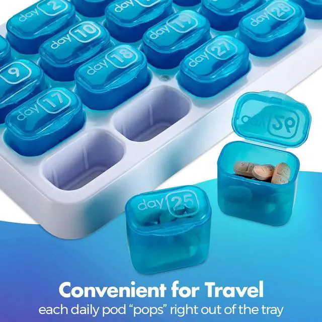 Alt view image 2 of 7 - Monthly Pill Organizer - (Pack of 2) 31 Day Pill Organizer with Large Removable Medication Pods, Portable Pill Case Box and Holder for Daily Medicine and Vitamins, Great for Travel