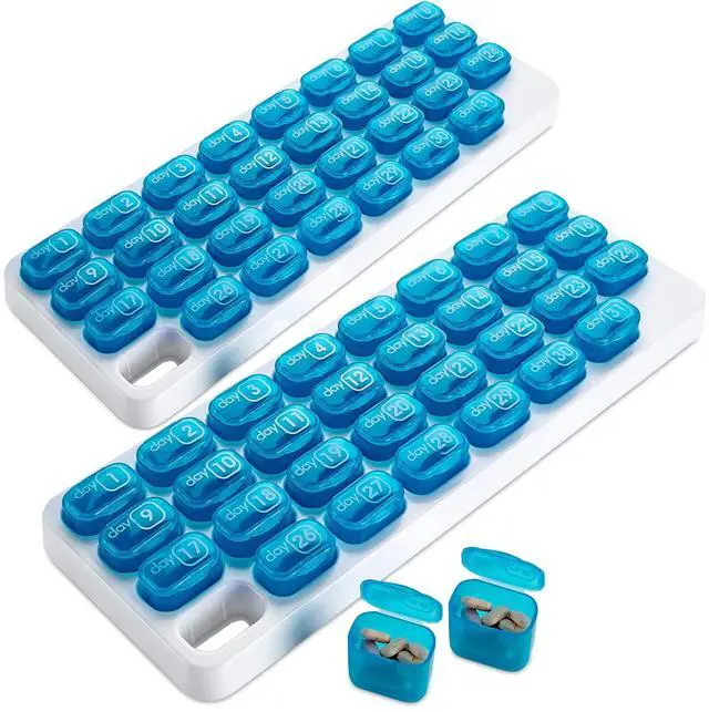 Main image of Monthly Pill Organizer - (Pack of 2) 31 Day Pill Organizer with Large Removable Medication Pods, Portable Pill Case Box and Holder for Daily Medicine and Vitamins, Great for Travel