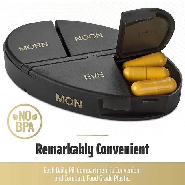 Alt view image 3 of 7 - Weekly Pill Box - (4 Times a Day) - Daily Stackable Medication - Premium AM/PM Weekly Pill Box with 7