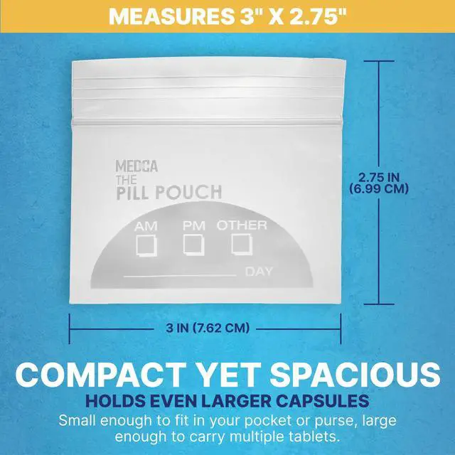 Alt view image 5 of 7 - Pill Pouch Bags - (Pack of 300) 3" x 2.75" - BPA Free, Poly Bag Disposable Zipper Pills Baggies, Daily AM PM Travel Medicine Organizer Storage Pouches, Best Clear Reusable with Write-on Labels