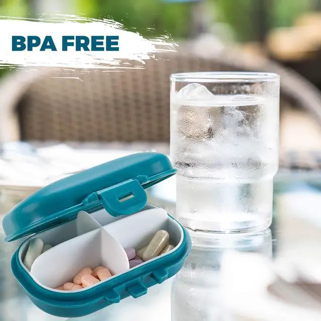 Alt view image 4 of 7 - Daily Pill Organizer - (Pack of 2) Small AM PM Pill Organizer - Cute 4 Compartment Pill Organizer 2 Times a Day Case Box
