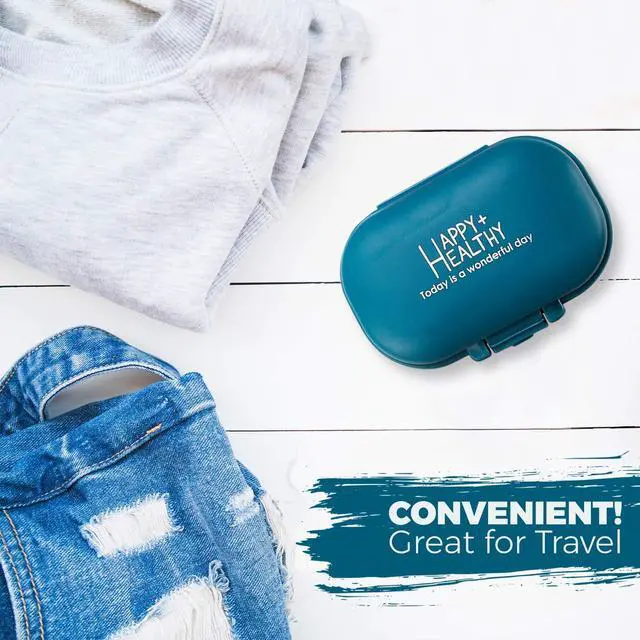 Alt view image 5 of 7 - Daily Pill Organizer - (Pack of 2) Small AM PM Pill Organizer - Cute 4 Compartment Pill Organizer 2 Times a Day Case Box