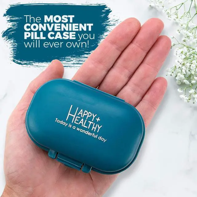 Alt view image 3 of 7 - Daily Pill Organizer - (Pack of 2) Small AM PM Pill Organizer - Cute 4 Compartment Pill Organizer 2 Times a Day Case Box