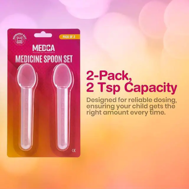 Alt view image 3 of 3 - Calibrated Medicine Spoon for Kids, Baby & Toddler - (Pack of 2) - 2 Tsp/10 mL Capacity Plastic Oral Liquid Dose Medication Graduated Dispenser