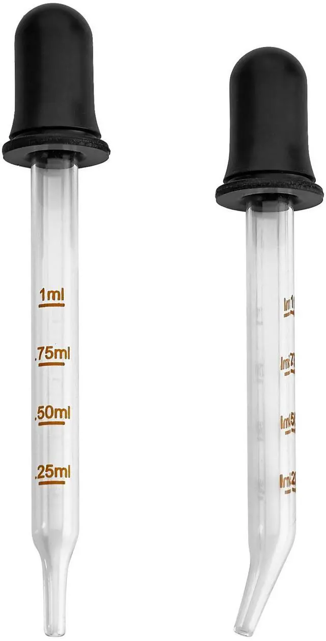 Main image of MEDca Eye Dropper - (Pack of 2) Bent & Straight Tip Calibrated Glass Medicine Droppers for Medications or Essential Oils Dropper for Accurate Easy Dose and Measurement (1 mL Capacity)