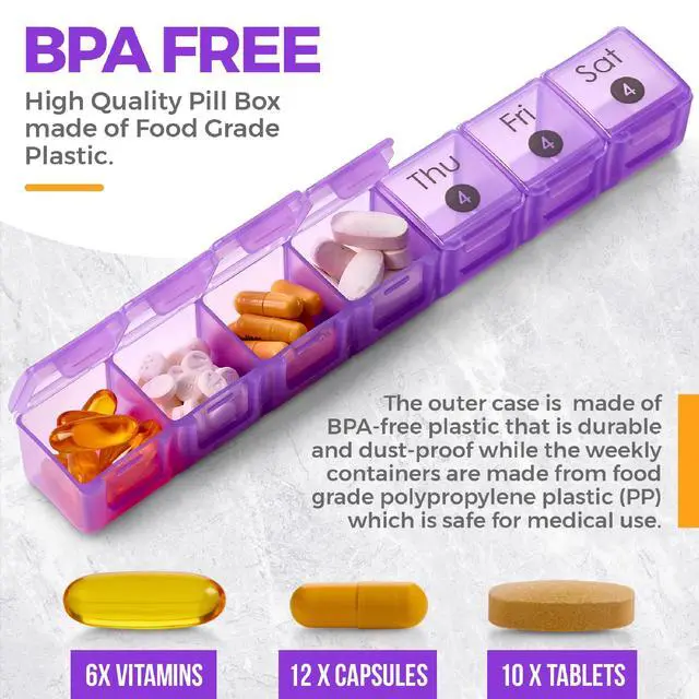 Alt view image 7 of 7 - Extra Large Monthly Pill Organizer - 7-Day Color Once-A-Day Pill Dispenser w/ 4 Weekly Pill Containers for 28 Days - BPA-Free Dust-Proof Case XL Medicine Organizer Box for Pills, Tablets, Supplements