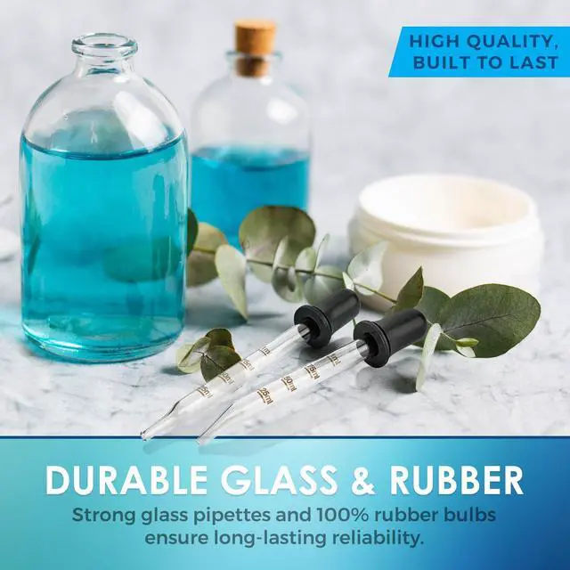 Alt view image 5 of 7 - MEDca Eye Dropper - (Pack of 2) Bent & Straight Tip Calibrated Glass Medicine Droppers for Medications or Essential Oils Dropper for Accurate Easy Dose and Measurement (1 mL Capacity)