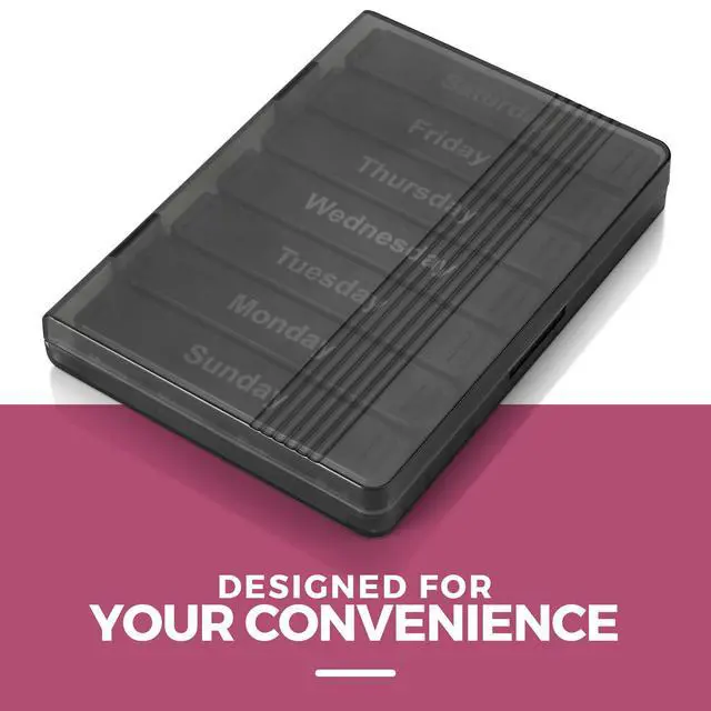Alt view image 4 of 7 - Weekly Pill Organizer - 7-Day Pill Case w/Removable Daily 4 Times-a-Day Pill Cases - Large AM/PM Medicine Pill Box for Medications Pills Vitamins & Supplements - Easy to Read Labels Monday to Sunday