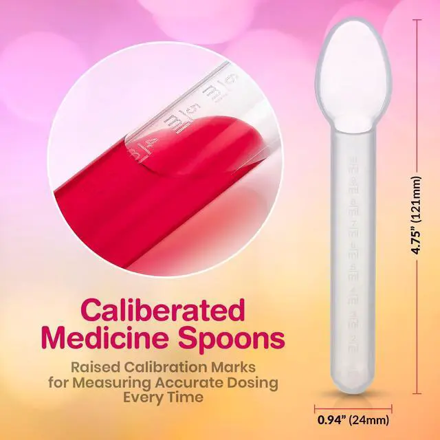 Alt view image 2 of 7 - Calibrated Medicine Spoon for Kids, Baby & Toddler - (Pack of 4) - 2 Tsp/10 mL Capacity Plastic Oral Liquid Dose Medication Graduated Dispenser