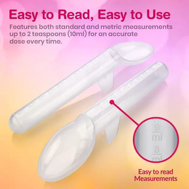 Alt view image 4 of 7 - Calibrated Medicine Spoon for Kids, Baby & Toddler - (Pack of 4) - 2 Tsp/10 mL Capacity Plastic Oral Liquid Dose Medication Graduated Dispenser