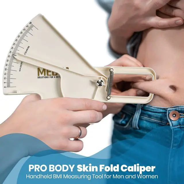 Alt view image 2 of 7 - Pro Skinfold Caliper and Body Measurement Tape - Precision Body Fat Tool Plus BMI Chart - Accurately Measure and Gauge Body Fat Help Track Weight Loss, Achieve Fitness Goals for Men and Women, White