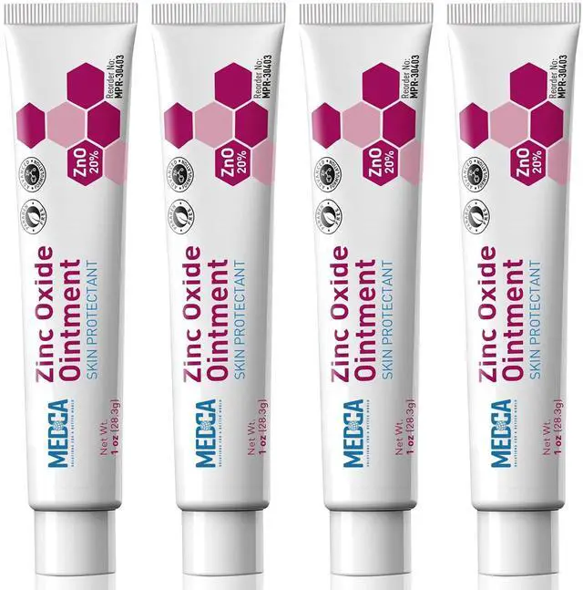 Main image of High-Potency 20% Zinc Oxide Ointment - (Pack of 4) Baby Diaper Rash Cream and Gentle Skin Protectant Barrier for Chafed Skin, Wetness, Daily & Overnight Protection Soothing, Hypoallergenic, 1oz Tubes