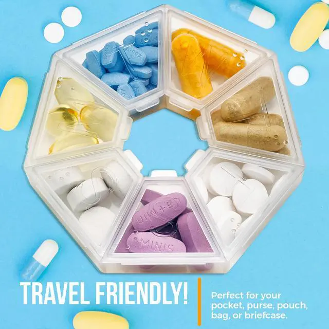 Alt view image 4 of 7 - MEDca Weekly Pill Organizer Clear 7-Sided Pill Reminder, Round Shaped, Pack of 4