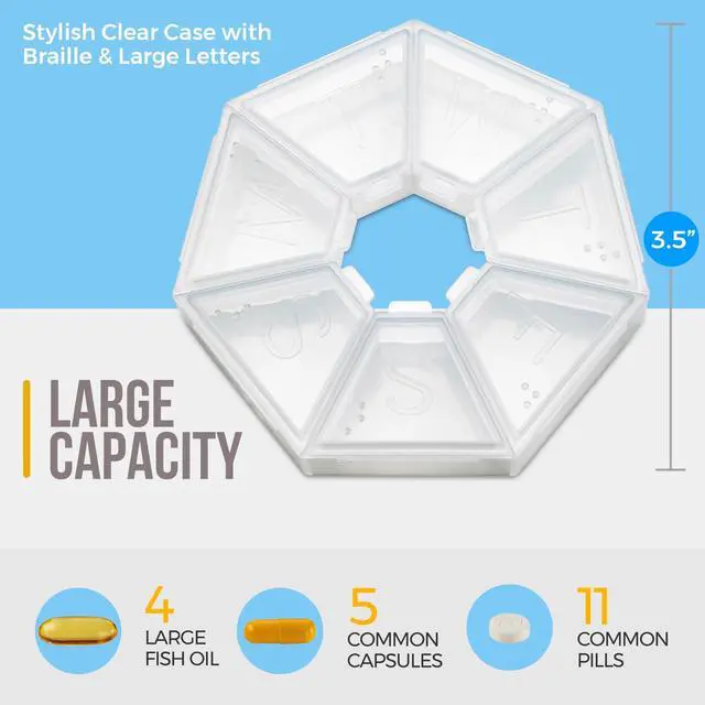 Alt view image 3 of 7 - MEDca Weekly Pill Organizer Clear 7-Sided Pill Reminder, Round Shaped, Pack of 4