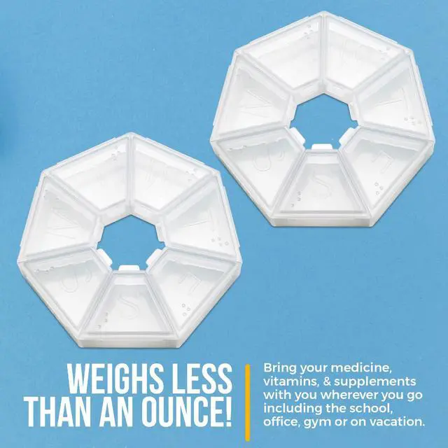 Alt view image 5 of 7 - MEDca Weekly Pill Organizer Clear 7-Sided Pill Reminder, Round Shaped, Pack of 4