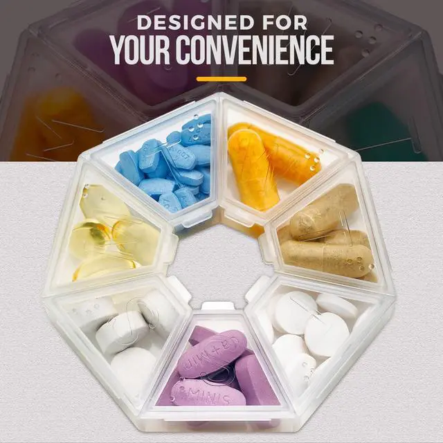 Alt view image 7 of 7 - MEDca Weekly Pill Organizer Clear 7-Sided Pill Reminder, Round Shaped, Pack of 4