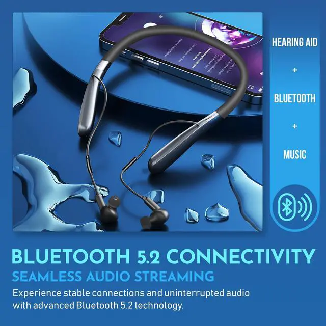 Alt view image 2 of 7 - Rechargeable Bluetooth Hearing Amplifier - Wireless Hands-Free Neckband w/Noise Reduction, Neck Sound Amplifying Device Helps Aid Comfortable Hearing for Listening, Watching TV for Seniors & Adults