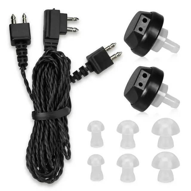 Main image of MEDca 2 Pin Hearing Aid Replacement Cord & Receiver Set - Compatible with Most Pocket Hearing Aids AVA-16 & AVA-68 Body Worn Hearing Amplifiers - 75cm Cable - Sound Amplifier Accessory & 6 Ear Domes