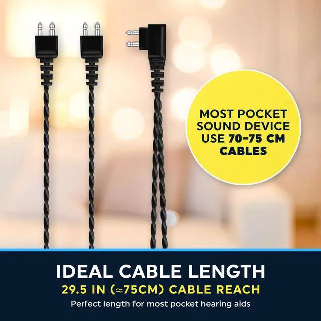 Alt view image 6 of 7 - MEDca 2 Pin Hearing Aid Replacement Cord & Receiver Set - Compatible with Most Pocket Hearing Aids AVA-16 & AVA-68 Body Worn Hearing Amplifiers - 75cm Cable - Sound Amplifier Accessory & 6 Ear Domes
