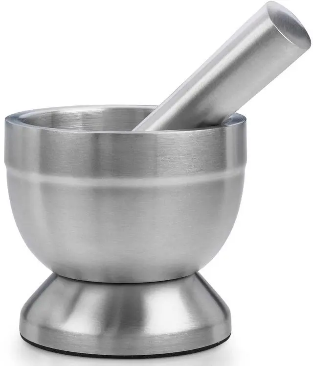 Main image of Pill Crusher - 304 Food Grade Stainless Steel Mortar and Pestle Medicine Grinder Set - Non-Slip Splitter to Easily Crush Medicine Pills Tablets Vitamins to Fine Powder for Adults, Seniors, Dogs, Pets