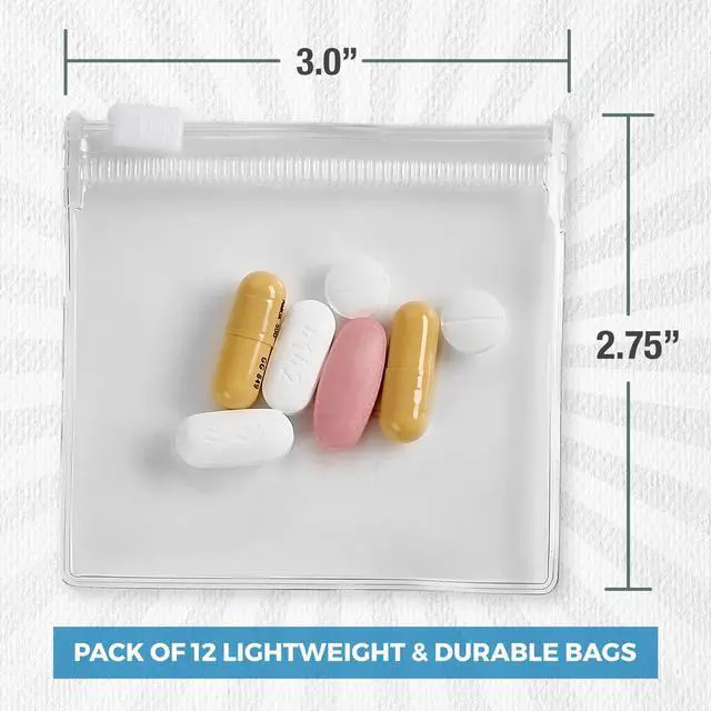 Alt view image 4 of 7 - Zippered Pill Pouch Bags - 120 Pcs, Slide Lock Clear Plastic Mini Bags, BPA-Free for Pills Vitamins, Supplements, Medications, Jewelry, Crafts, Small Objects - Self-Sealing, Reusable, Travel-Friendly