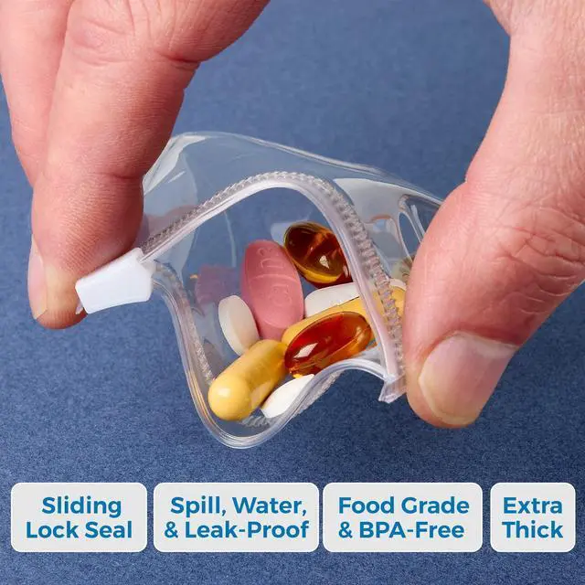 Alt view image 5 of 7 - Zippered Pill Pouch Bags - 120 Pcs, Slide Lock Clear Plastic Mini Bags, BPA-Free for Pills Vitamins, Supplements, Medications, Jewelry, Crafts, Small Objects - Self-Sealing, Reusable, Travel-Friendly