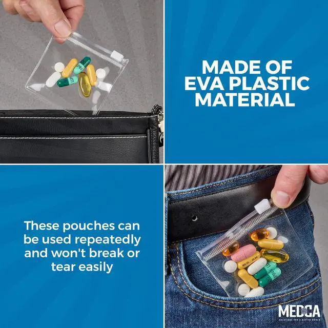 Alt view image 7 of 7 - Zippered Pill Pouch Bags - 120 Pcs, Slide Lock Clear Plastic Mini Bags, BPA-Free for Pills Vitamins, Supplements, Medications, Jewelry, Crafts, Small Objects - Self-Sealing, Reusable, Travel-Friendly