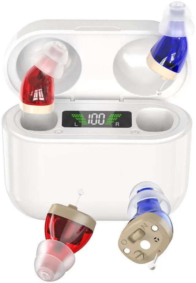 Main image of Rechargeable Hearing Aids for Seniors - Digital Personal Sound Amplifier Pair (CIC) in-Ear PSAP w/Superior Sounds Quality, Intelligent Noise Reduction, Power Display & Longest Lasting Battery Life