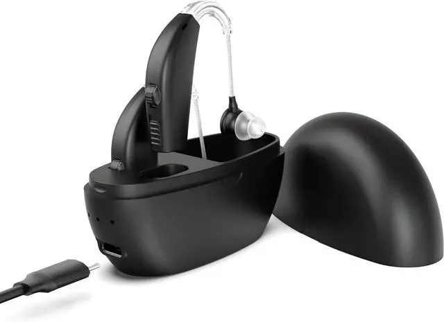 Main image of MEDca Rechargeable Digital Hearing Amplifier, Pair of 2 - Personal Sound Amplifier with Active Digital Noise Reduction, All Day Battery and One Touch Volume, Black