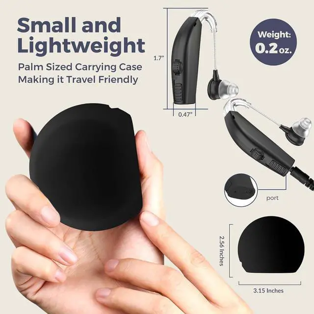 Alt view image 4 of 7 - MEDca Rechargeable Digital Hearing Amplifier, Pair of 2 - Personal Sound Amplifier with Active Digital Noise Reduction, All Day Battery and One Touch Volume, Black