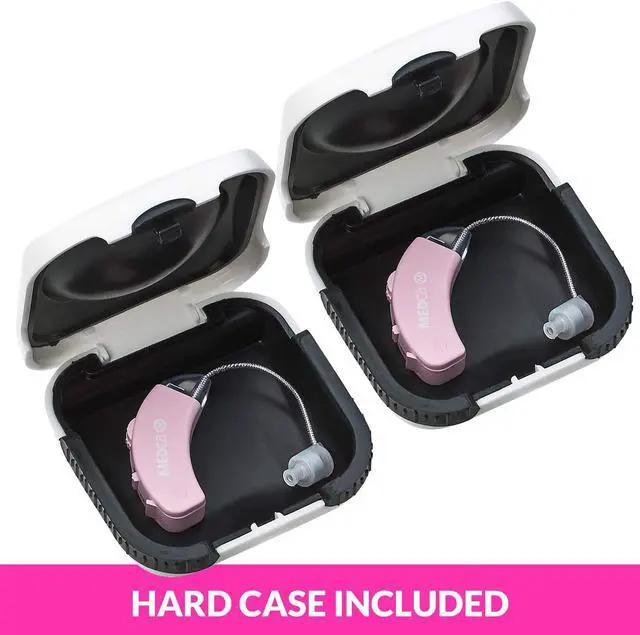 Alt view image 7 of 7 - Hearing Amplifier - Set of 2 - Best Hearing Amplifiers That Fit Comfortable Behind The Ear for Women, Small & Discreet BTE Personal Sound Amplifier Pair (Pink)