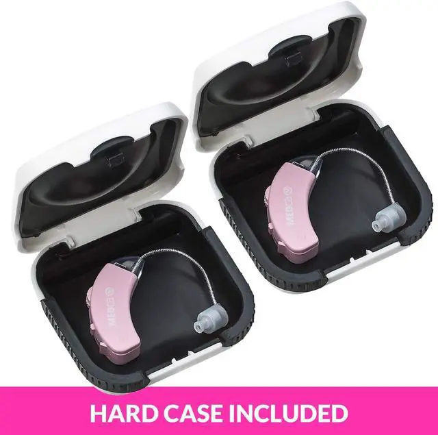 Alt view image 7 of 7 - Hearing Amplifier - Set of 2 - Best Hearing Amplifiers That Fit Comfortable Behind The Ear for Women, Small & Discreet BTE Personal Sound Amplifier Pair (Pink)