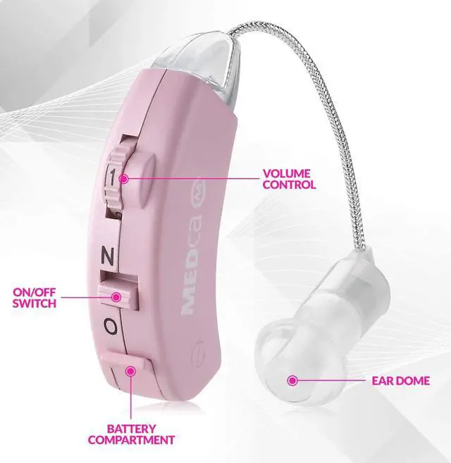 Alt view image 7 of 7 - Hearing Amplifier - Set of 2 - Best Hearing Amplifiers That Fit Comfortable Behind The Ear for Women, Small & Discreet BTE Personal Sound Amplifier Pair (Pink)